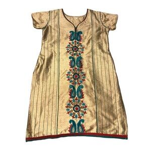 Embroidered floral Kurti Kurta Bollywood short sleeve shirt dress EU 38